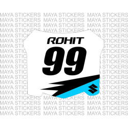 Racing name and number sticker for Suzuki bikes