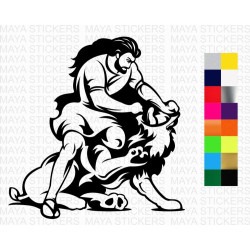 Samson fighting lion decal stickers for cars, bikes, laptops