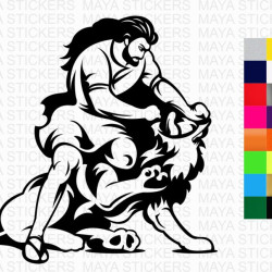 Samson fighting lion decal stickers for cars, bikes, laptops