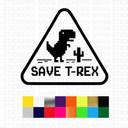 Save T-Rex Google chrome funny laptop decal sticker. 