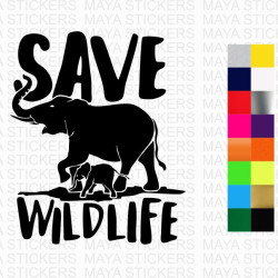 Save Wildlife elephant design decal sticker for cars, laptops, walls