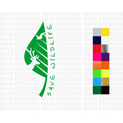 Save Wildlife leaf design sticker for cars, bikes, laptos
