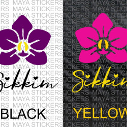 Sikkim sticker with orchid design in two color variants