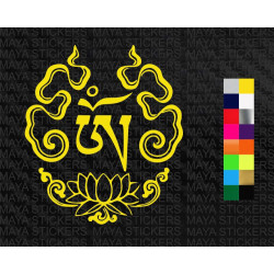 Tibetan Om with lotus design sticker for cars, laptops, motorcycles