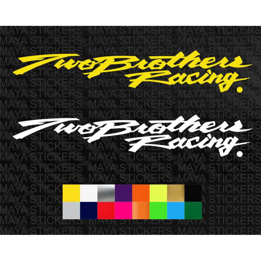 Two brothers racing logo stickers in custom colors and sizes