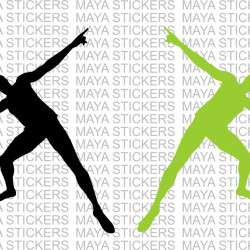 Usain bolt signature style pose decal sticker (Pair of 2, custom colors) 