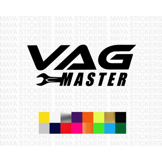 Vag Master logo stickers in custom colors and sizes