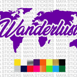 Wanderlust world map design sticker for cars, motorcycles and laptops