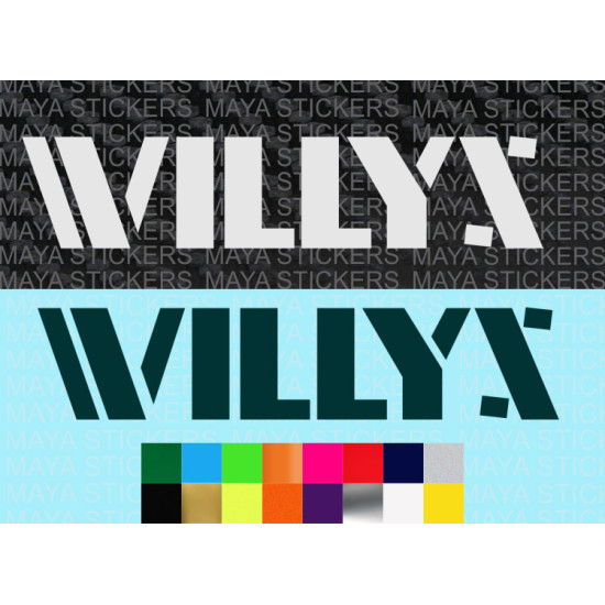 WILLYS  Jeep logo decal sticker in custom colors and sizes ( Pair of 2 )