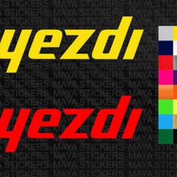 Yezdi new 2022 text logo stickers for motorcycles and helmets ( Pair of 2 stickers ) 