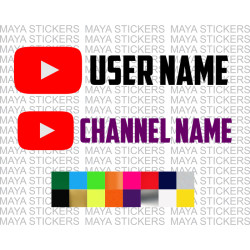 Youtube User Name channel name stickers in custom colors and sizes