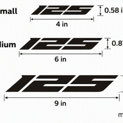 125 sticker for KTM 125 Duke and other 125 cc motorcycles  ( Pair of 2 )