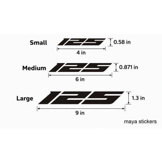 125 sticker for KTM 125 Duke and other 125 cc motorcycles  ( Pair of 2 )
