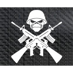 Crossed guns and skull sticker / decal for cars, bikes, laptop