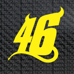 Valentino Rossi 46 number with devil horns sticker in custom colors and sizes