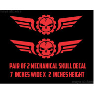 Mechanical skull with wings vinyl decal / sticker for bikes and Cars