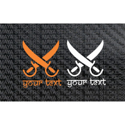 Crossed sword sticker with your custom name